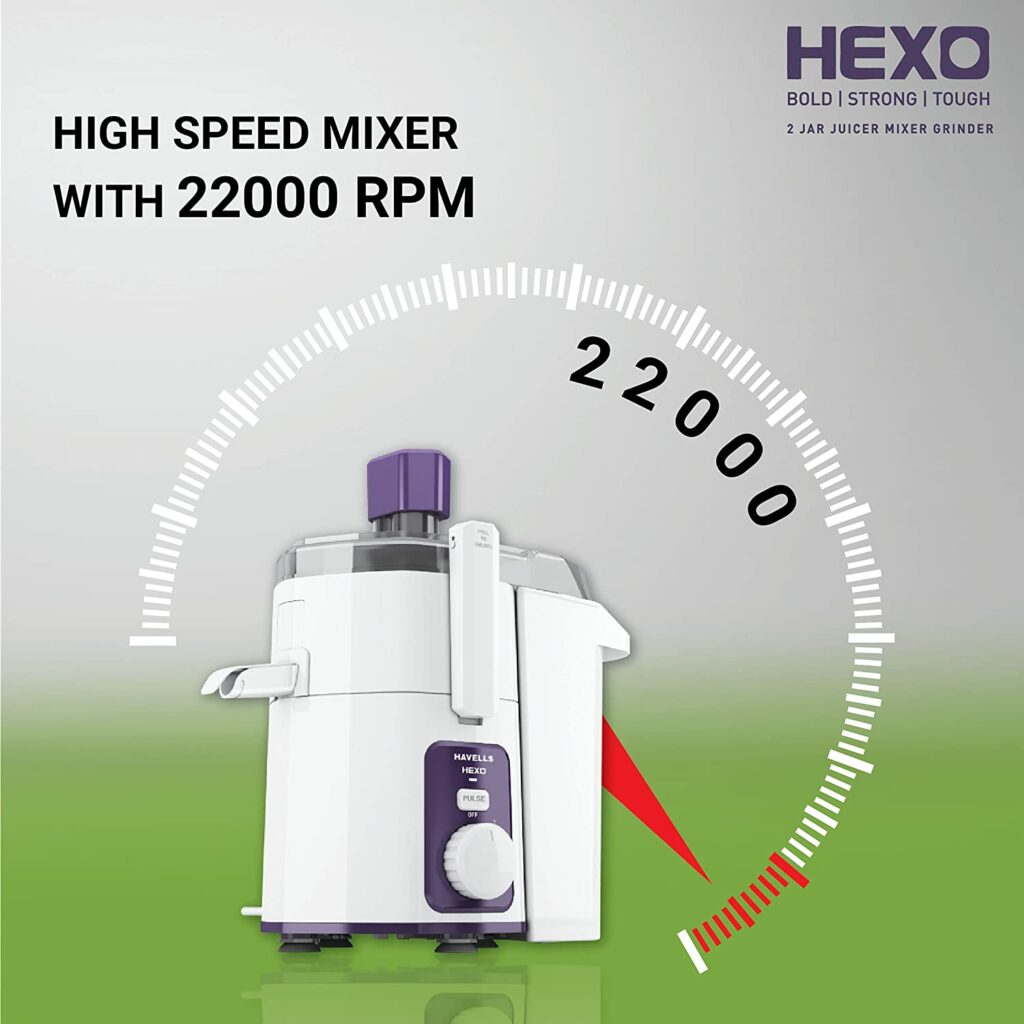 Havells Hexo 1000 watts 3 Jar Juicer Mixer Grinder with high power