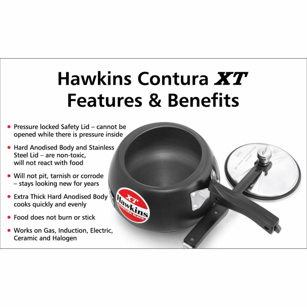 Hawkins Contura Black XT 5 Litre Inner Lid Pressure Cooker