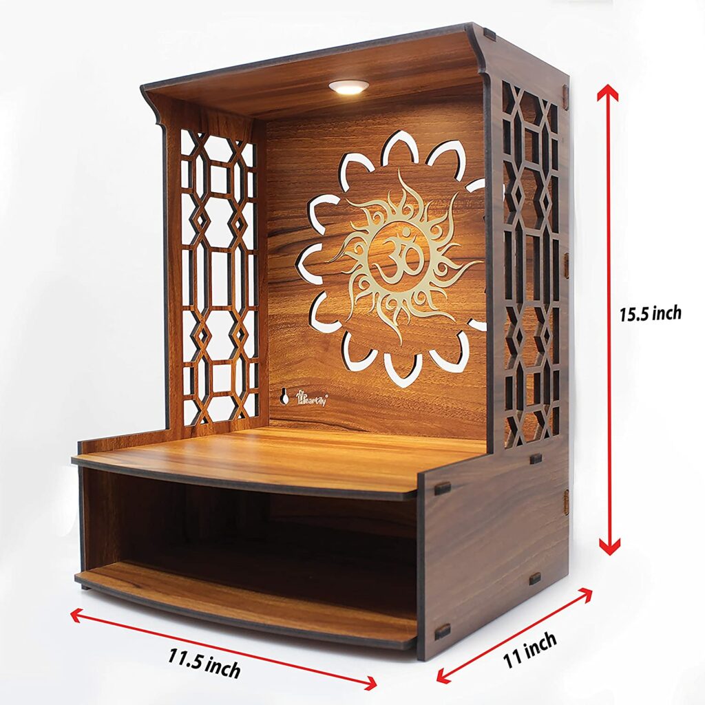 Heartily® Mangal Beautiful Wooden Pooja Stand  for home or mandir