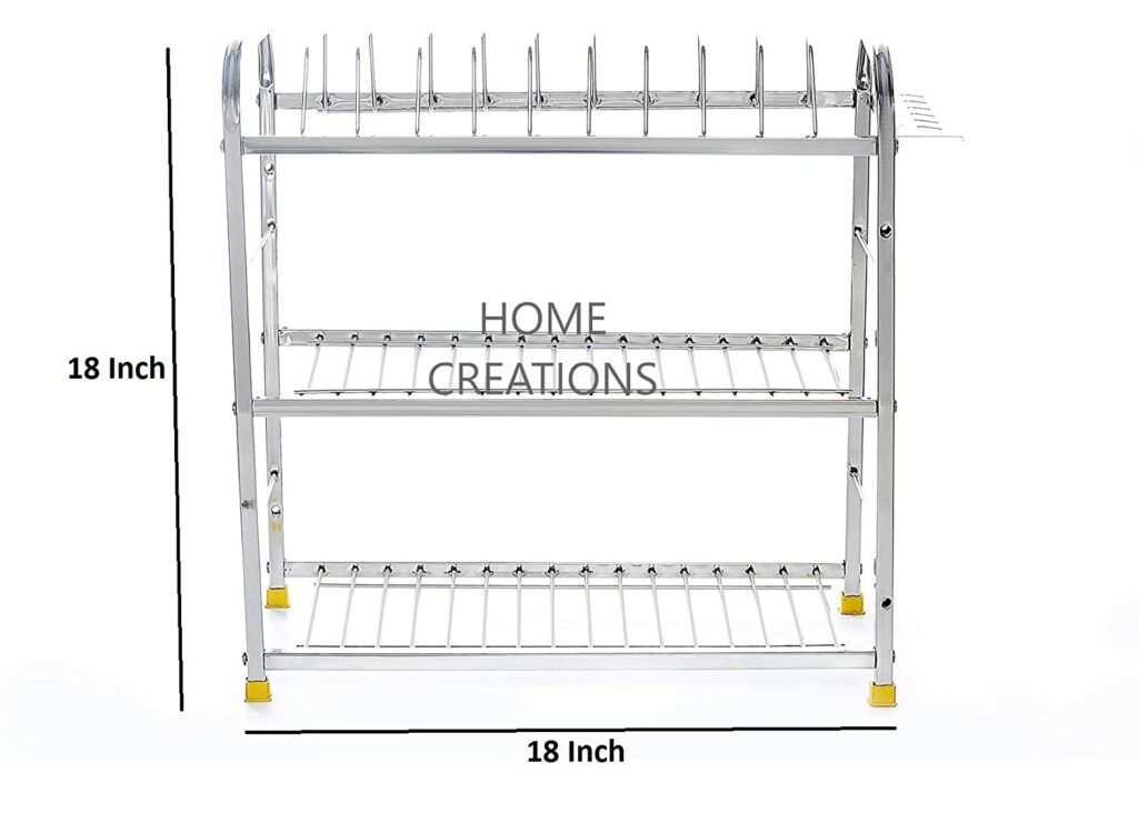 Home Creations 3 Layer  18 Inch Kitchen Dish Rack
