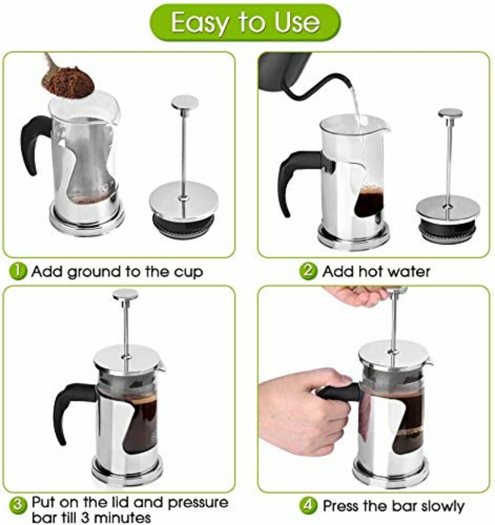 Instalite French Press Coffee Maker with easy to use system