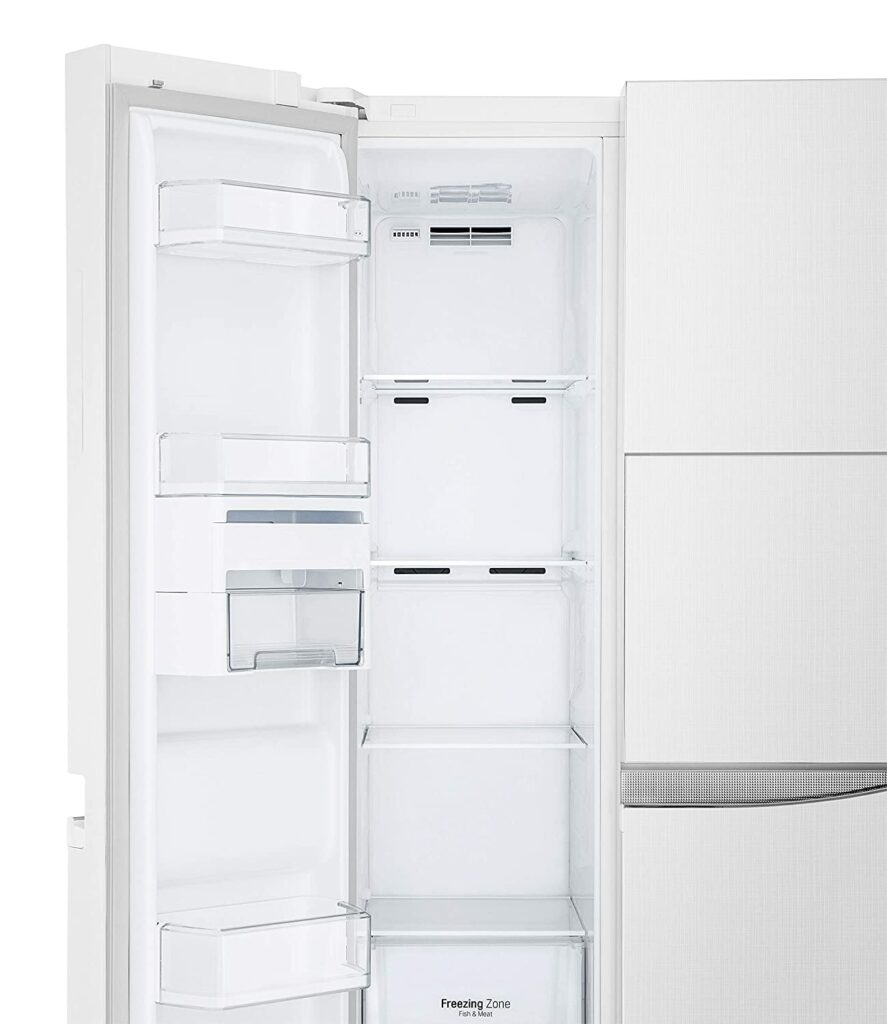 LG 675 L Wi-Fi Inverter Frost-Free Side-by-Side Refrigerator white in colour