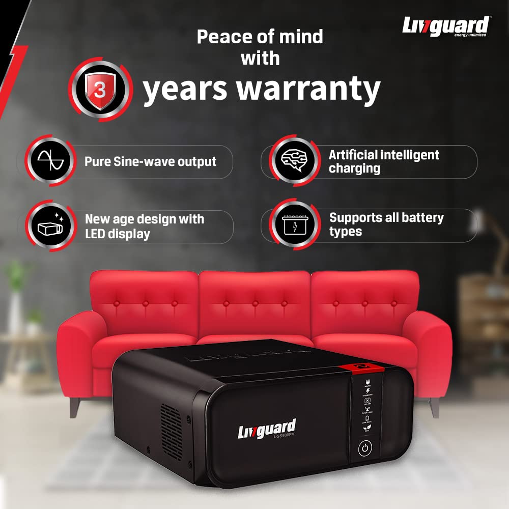 Livguard LGS900PV Pure Sine Wave 800 VA   12V, Inverter Supports 1 Battery for Home