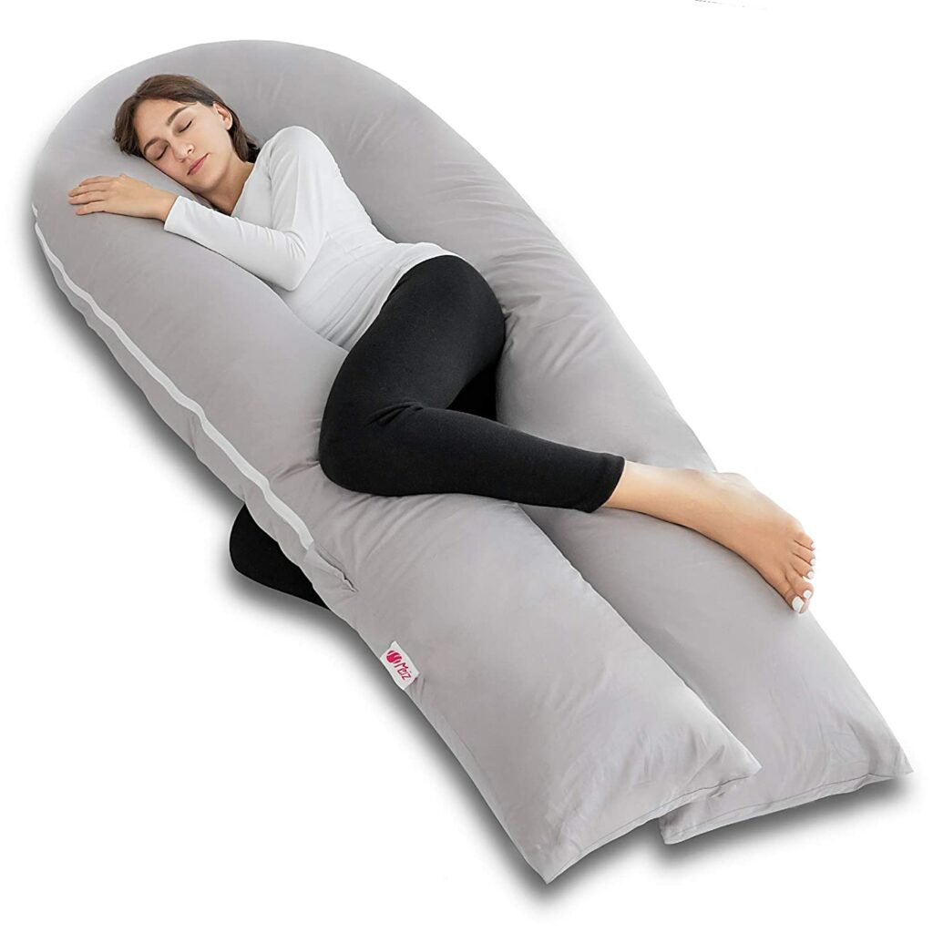 Meiz Full Body Pregnancy Pillow - with 300TC Comfy Cotton Pillowcase