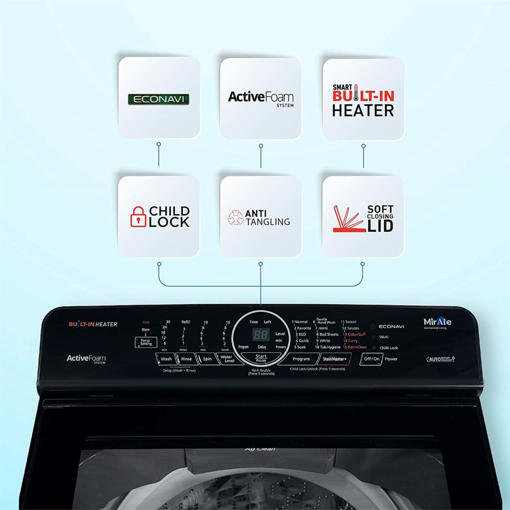 Panasonic 8 Kg Wifi Built-In Heater Fully-Automatic Top Loading Smart Washing Machine