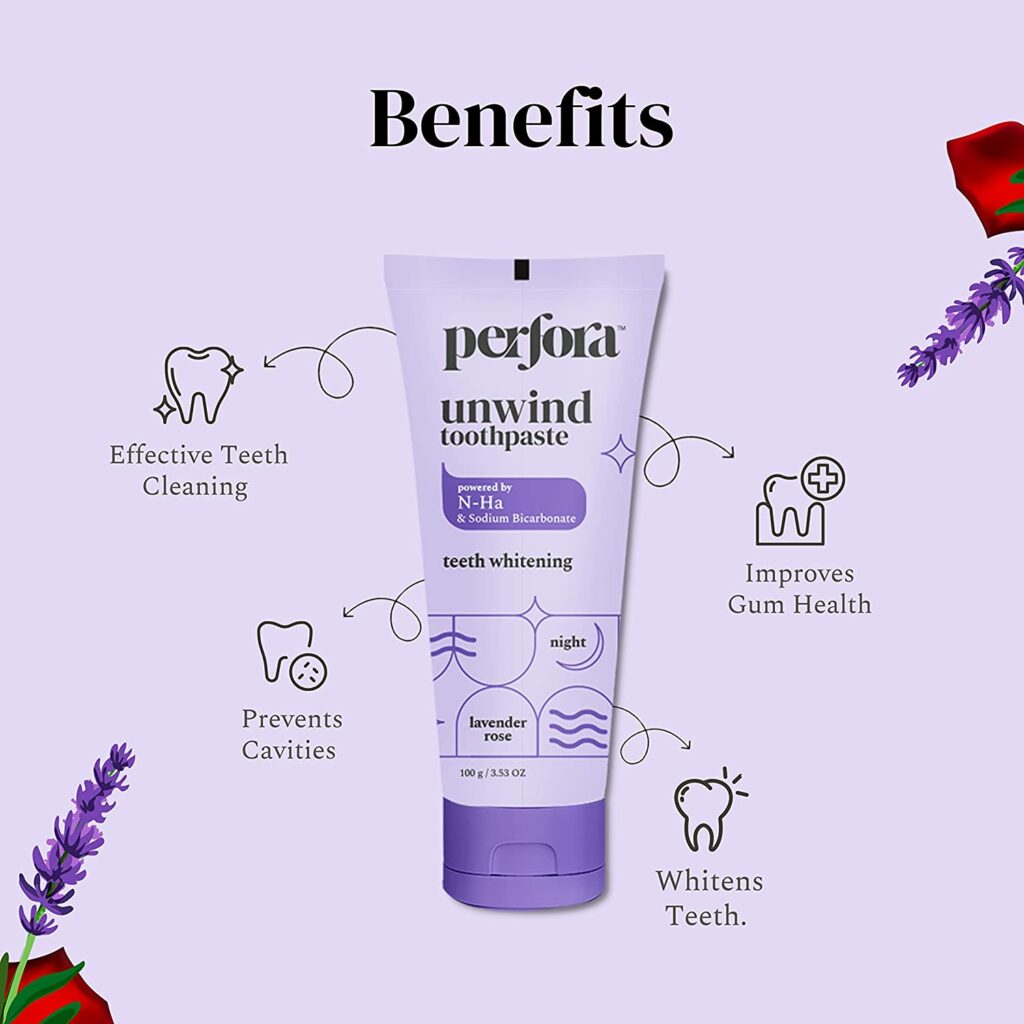 Perfora Unwind Toothpaste  Teeth Whitening & Superior Cleaning  SLS & Fluoride Free Toothpastes N-Ha For Teeth Remineralisation Healthy Gums & Complete Dental Care