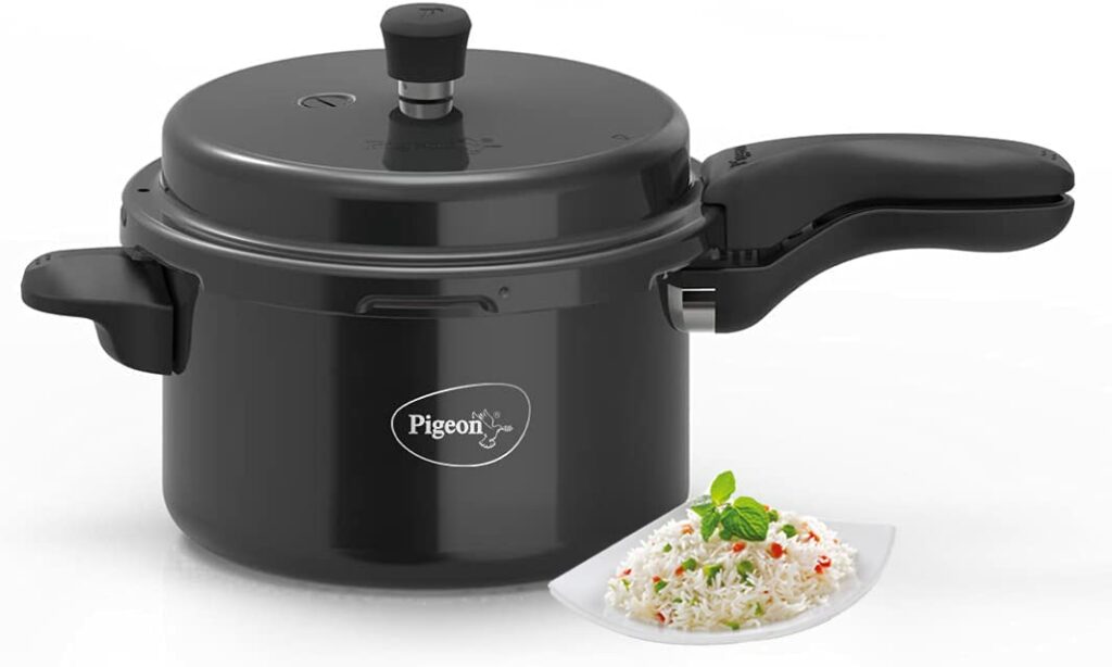 Pigeon By Stovekraft Aluminium Titanium Pressure Cooker with outer lid