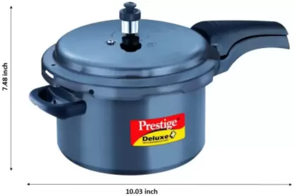 Prestige Deluxe Plus Hard Anodized Aluminium Junior Handi Pressure Cooker, 5 L Outer Lid Pressure Cooker - Black