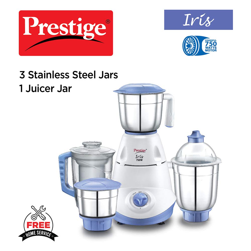 Prestige Iris 750 Watt Mixer Grinder with 3 Stainless Steel Jar