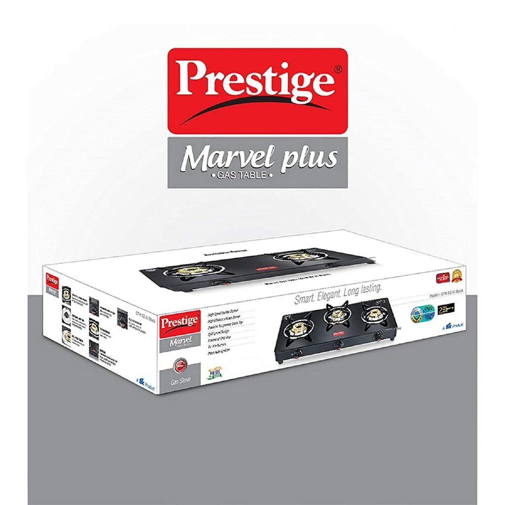 Prestige Marvel Plus 3 burner Glass top, GTM 03