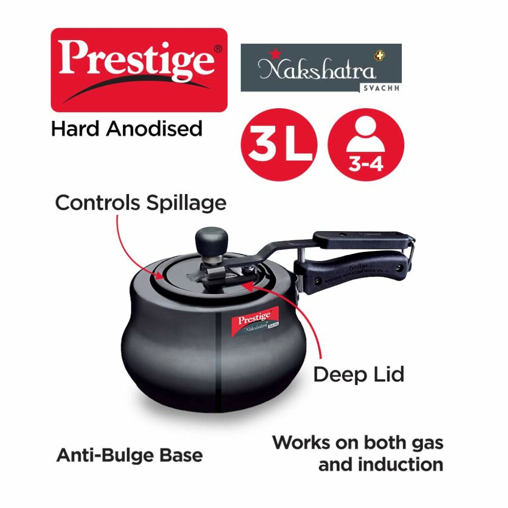 Prestige Nakshatra Plus Svachh Hard Anodised Spillage Control Handi Pressure Cooker