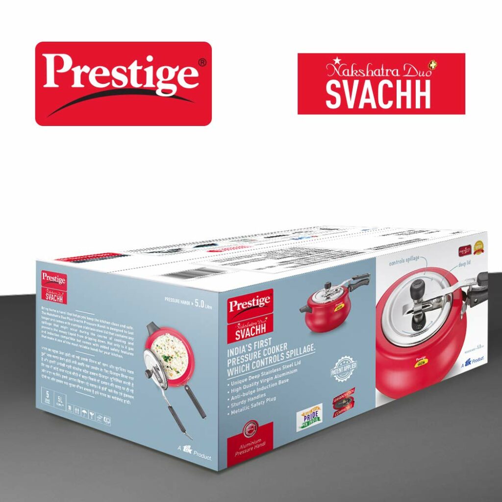 Prestige Svachh, 10753, 5 L, Nakshatra Duo Red Handi