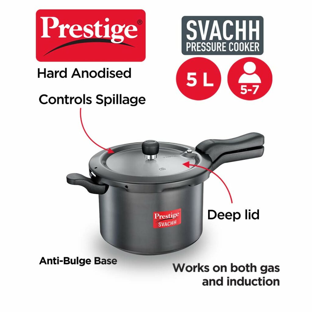 Prestige Svachh 5 Litre Pressure Cooker with hard anodized Body