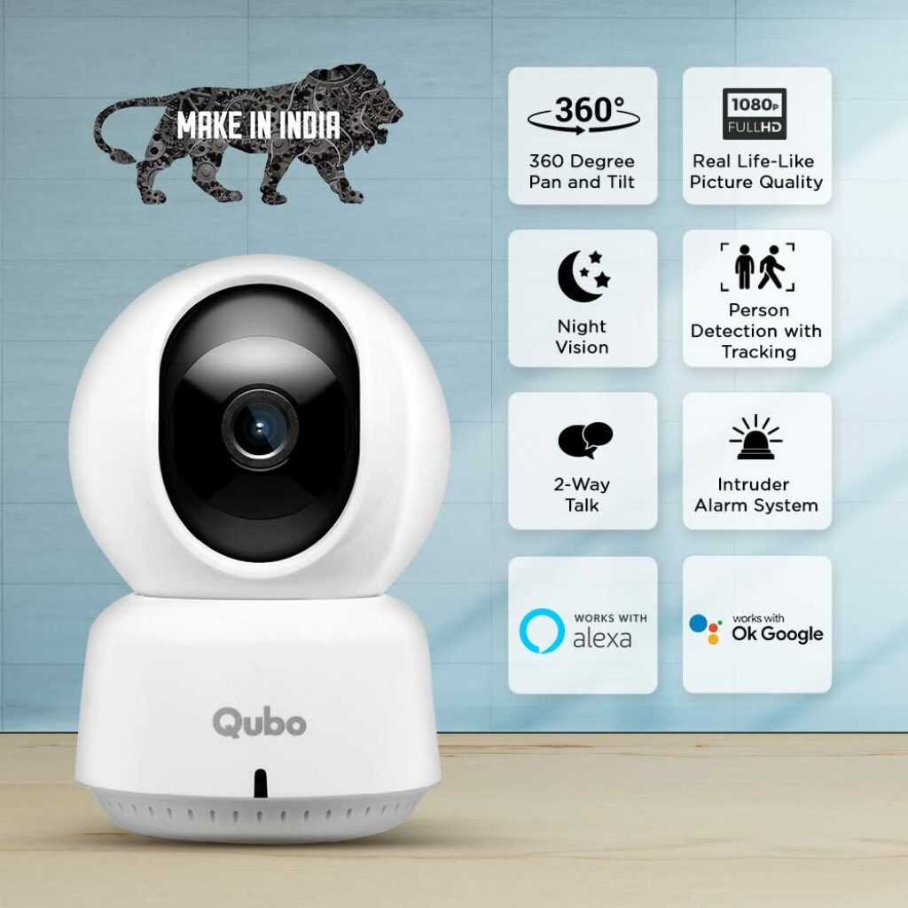 Qubo Smart Cam 360 from Hero Group   2MP 1080p Full HD  CCTV Wi-Fi Camera  360 Degree Coverage Two Way Talk