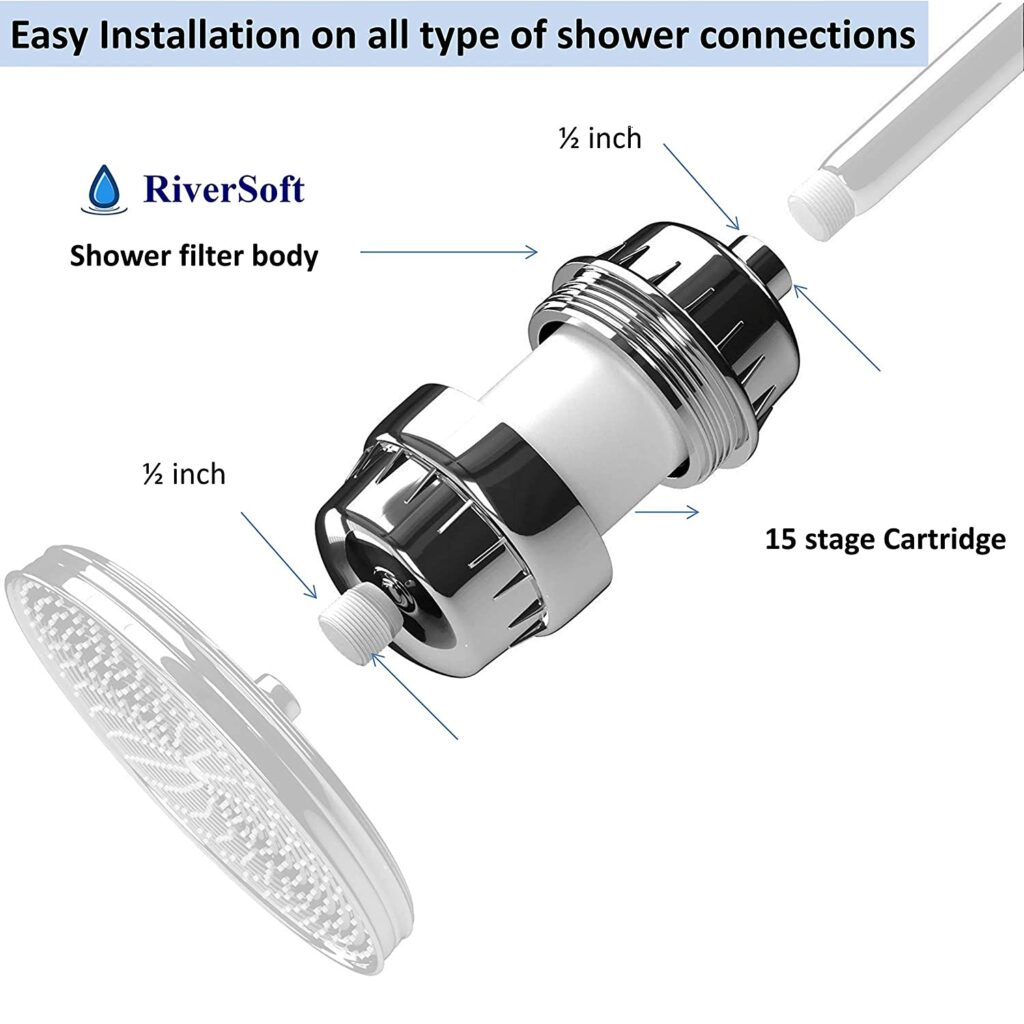 RIVERSOFT SF-15 PRO abs shower and tap filter for hard water with