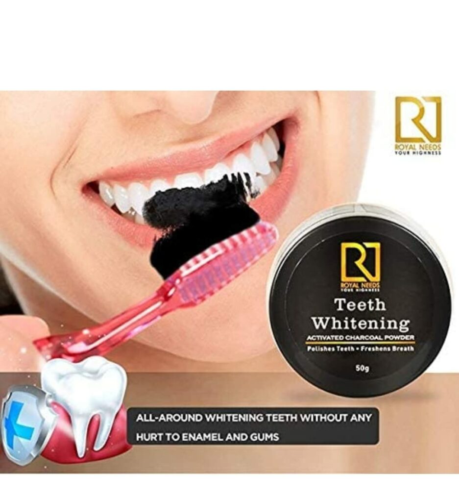 ROYAL NEEDS Activated Charcoal Teeth Whitening Powder - Enamel Safe Teeth Whitener - Suitable for Sensitive teeth - 50gm(Mint Flavor)