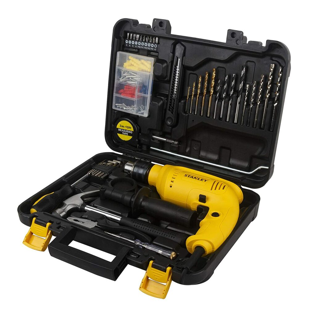 STANLEY SDH600KP-IN DIY 13 mm Hammer Drill Machine and Hand Tool Kit for Home Use