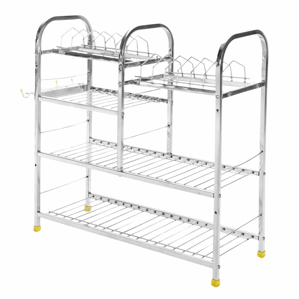 Shengshou Stainless Steel 4 Layer Wall Mount Kitchen Dish Rack
