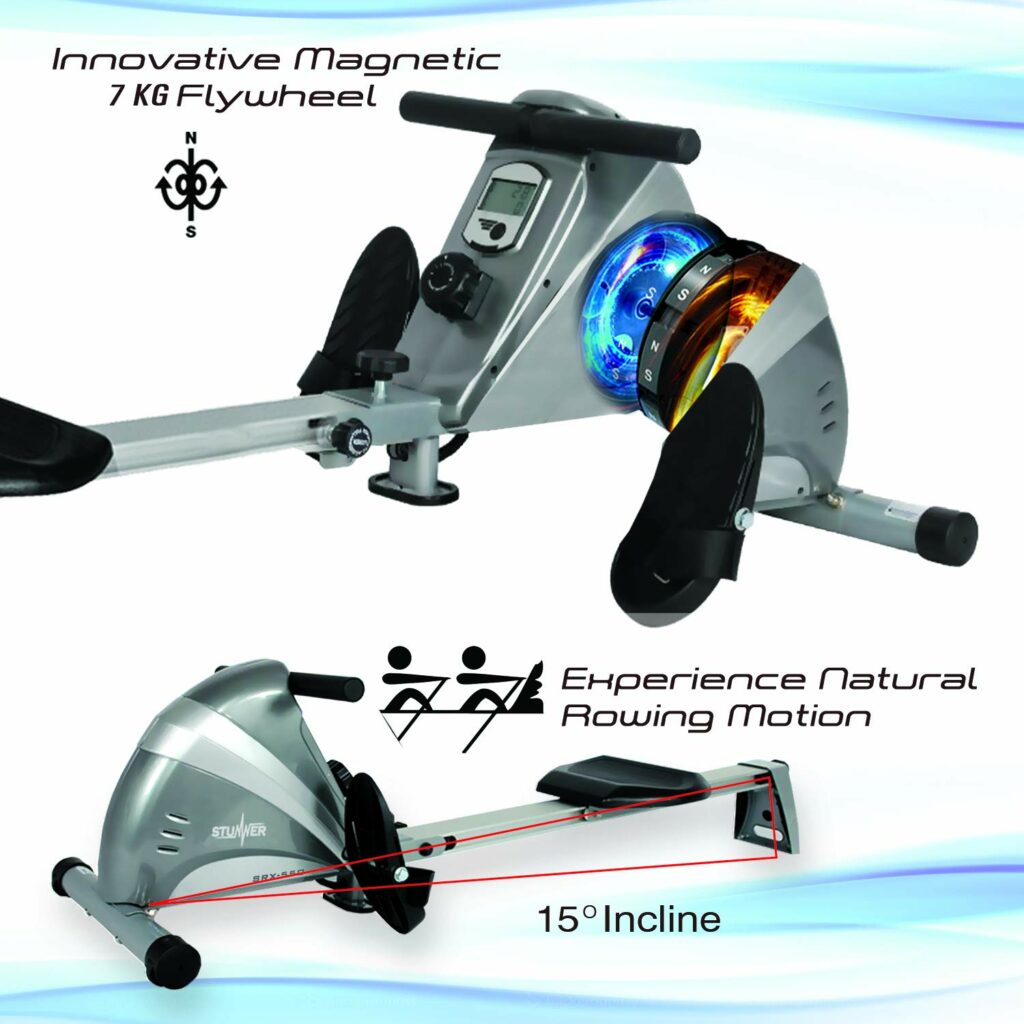 Stunner Fitness SRX-550 Magnetic Rowing Machine with 10 Resistance Levels & LCD Display for Full Body