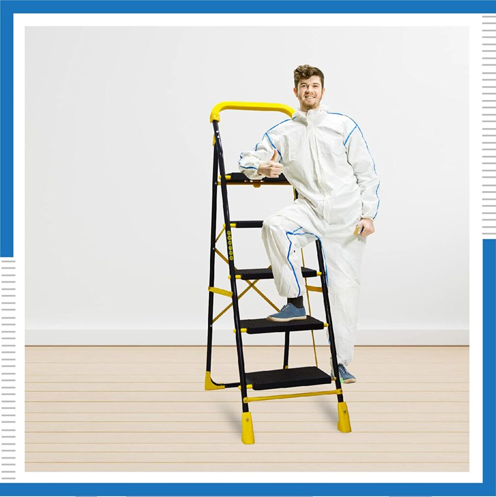 TNT The Next Trend 5 Step Heavy Duty Alloy Steel Foldable Step Ladder with extra strong wide steps