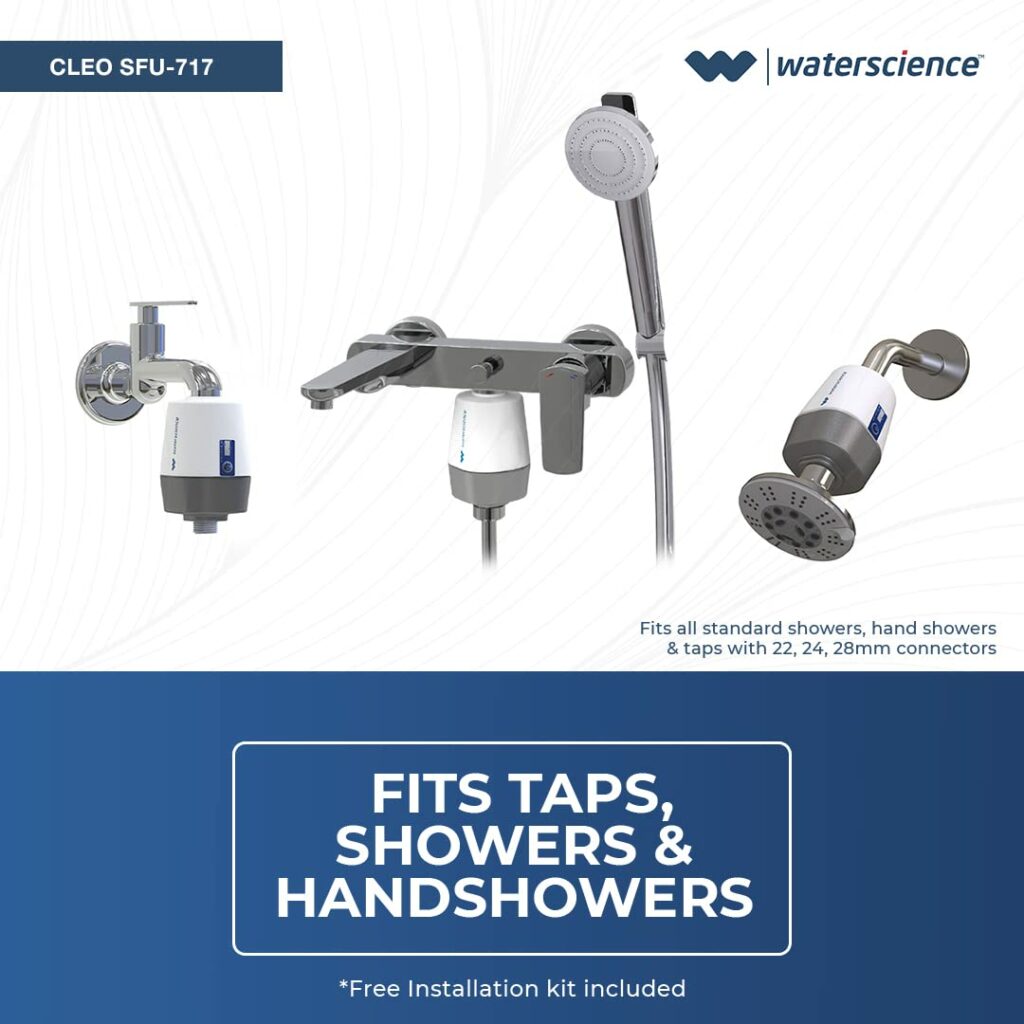 WaterScience CLEO Shower & Tap Filter for Hard Water Softening - Filters Sediments (Combo Shower & Tap Filter