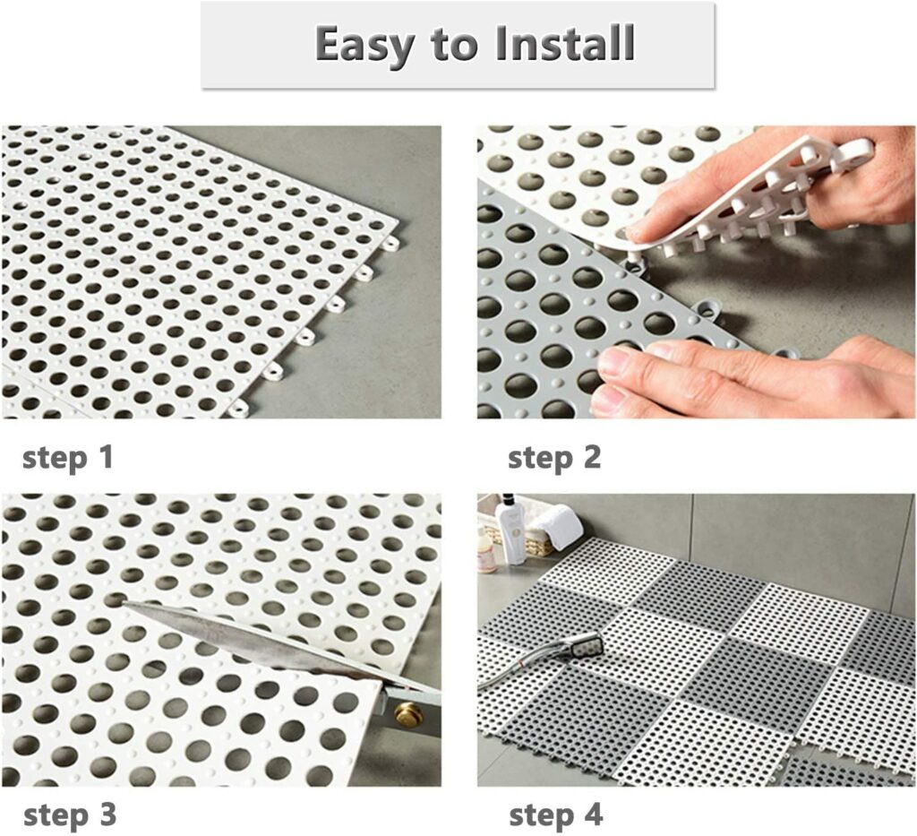 ZENFUN 12 Pcs Interlocking Soft PVC Tiles with Drainage