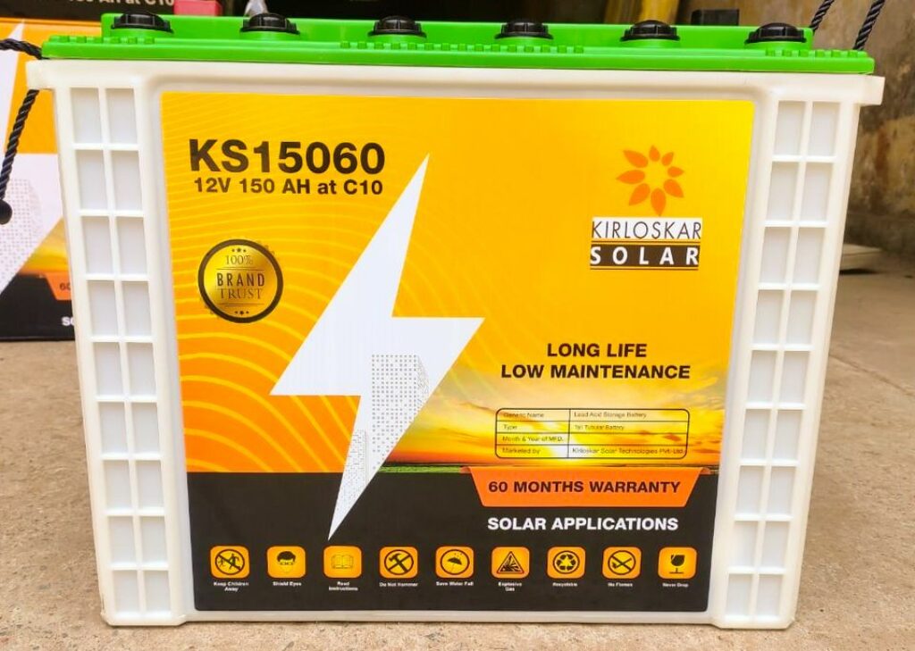 kirloskar 150AH C10 Flooded Solar Battery