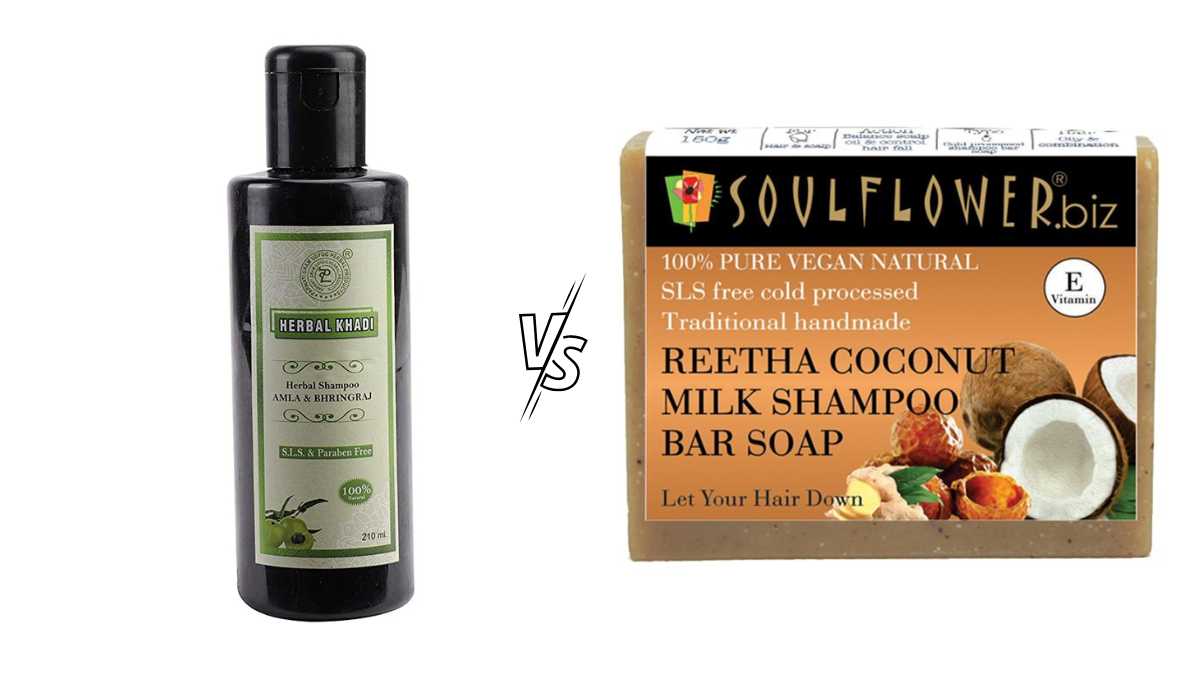 Herbal Natural Khadi Amla Bhringraj VS Soulflower Reetha Coconut Milk Soap Shampoo Bar 