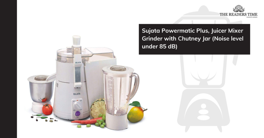 Sujata Powermatic Plus, Juicer Mixer Grinder with Chutney Jar (Noise level under 85 dB)