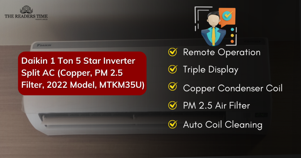 Daikin 1 Ton 5 Star Inverter Split AC (Model, MTKM35U) specification