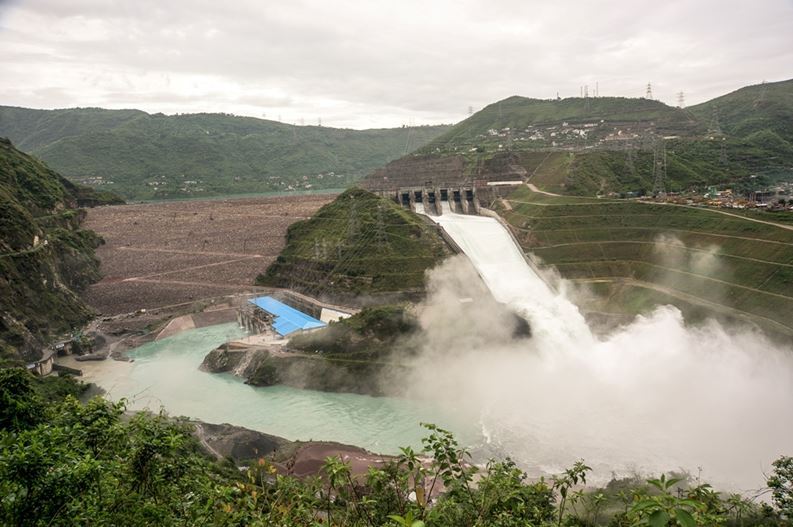 Surplus water is released from Koldam Dam