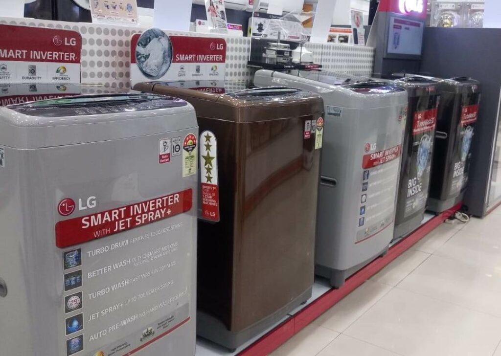 LG Top loading washing machine in a store