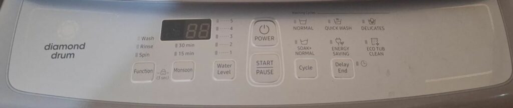 Samsung 7 kg Top Loading Washing Machine (WA70A4002GSTL) Washing Features and programme menu